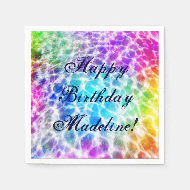 Serviette En Papier Tiedye Hippie Wavy Rainbow Effet (Devant)