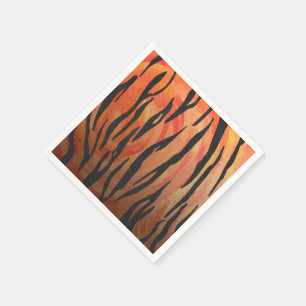 Serviette En Papier Tiger chaud orange et noir