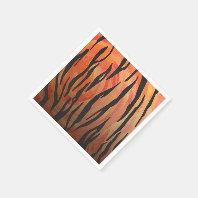 Serviette En Papier Tiger chaud orange et noir (Coin)