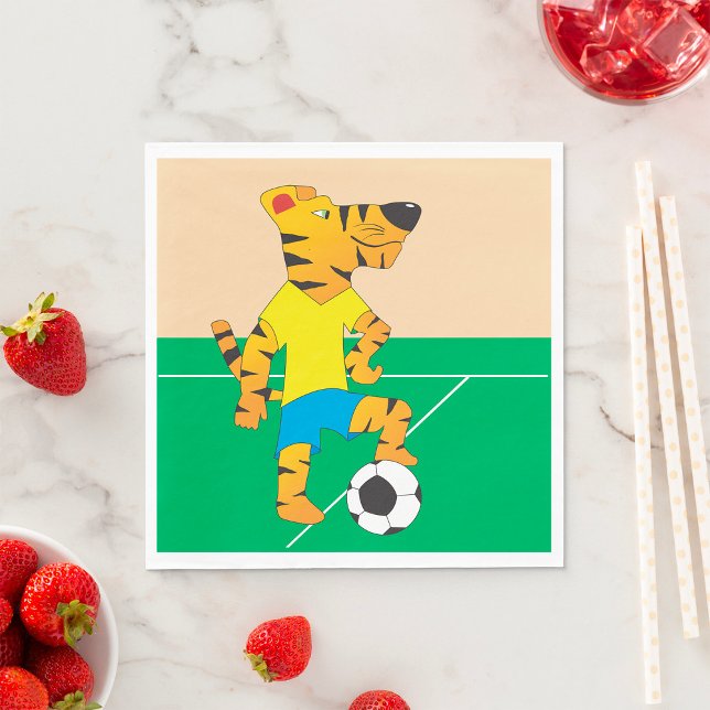 Serviette En Papier Tiger Jouer au football (Créateur téléchargé)