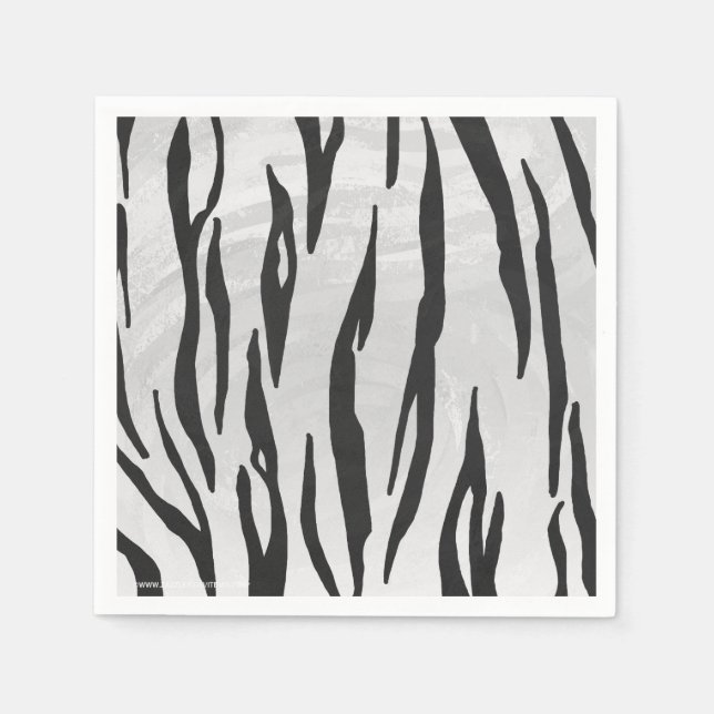 Serviette En Papier Tiger noir et blanc (Devant)