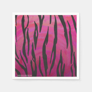 Serviette En Papier Tiger noir et rose chaud
