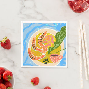 Serviette En Papier Tiger Prawns Plateau d'alimentation de la mer de