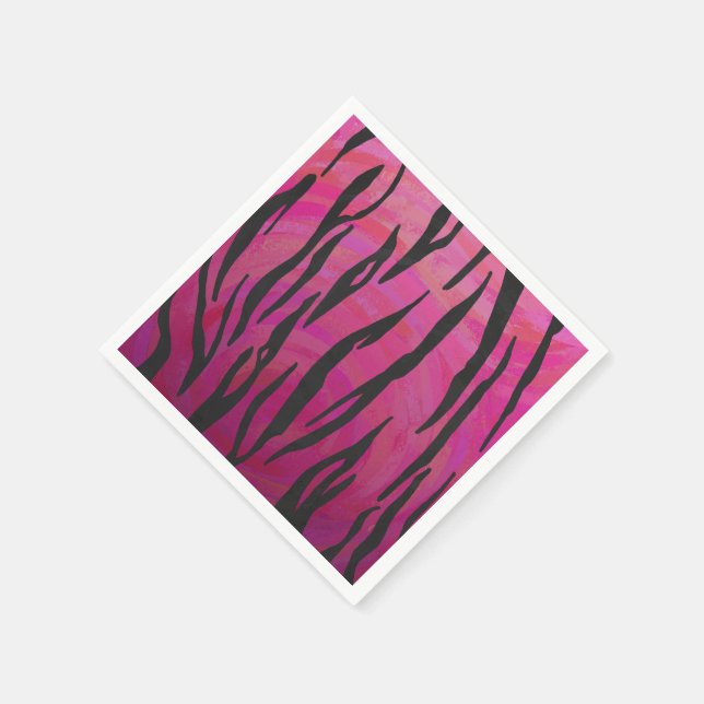 Serviette En Papier Tiger rose chaud et noir (Coin)