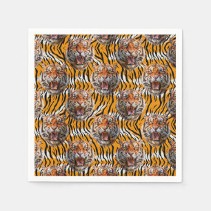 Serviette En Papier Tiger Tête Sur Tiger Skin Design Poster de animal