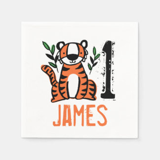 Serviette En Papier Tiger Wild One Bird Party