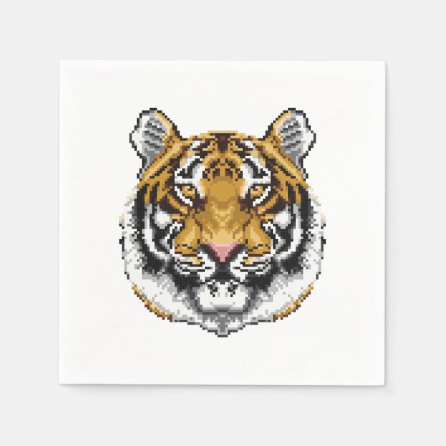 Serviette En Papier Tigre à 8 bits (Devant)