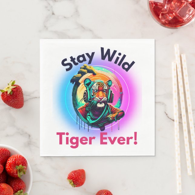 Serviette En Papier Tigre coloré (En situation)