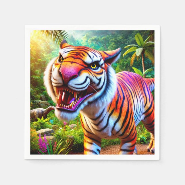 Serviette En Papier Tigre en colère (Devant)