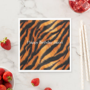 Serviette En Papier Tigre noir orange