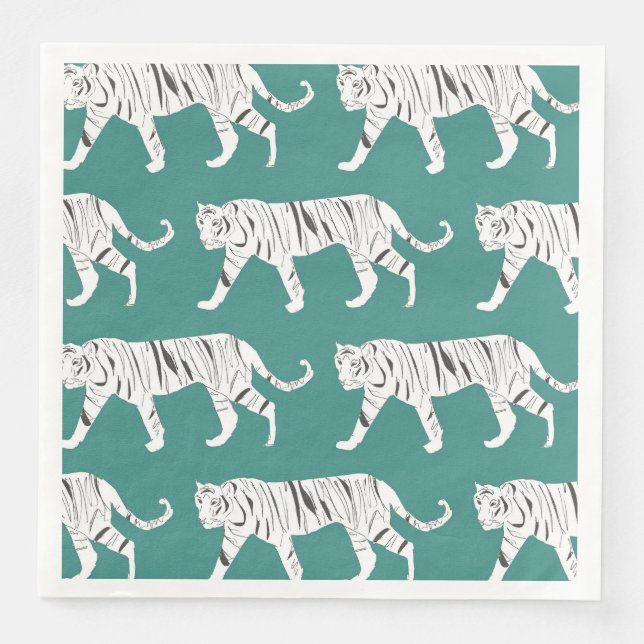 Serviette En Papier Tigre turquoise (Devant)