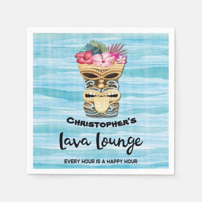 Serviette En Papier Tiki Bar Party Monogrammé (Devant)