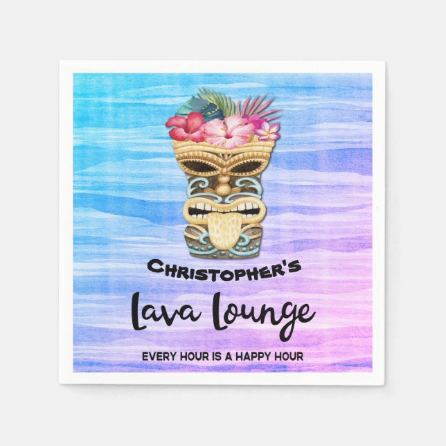 Serviette En Papier Tiki Bar Party Monogrammé (Devant)