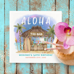 Serviette En Papier Tiki Beach Bar Lune Tropicale Étoiles Anniversaire