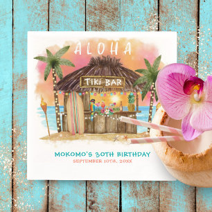 Serviette En Papier Tiki Beach Bar Mer tropicale Anniversaire