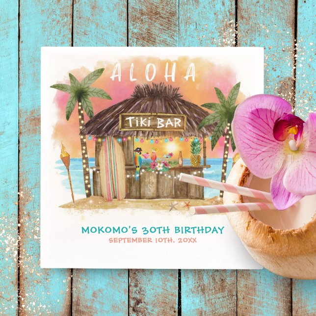 Serviette En Papier Tiki Beach Bar Mer tropicale Anniversaire (Créateur téléchargé)