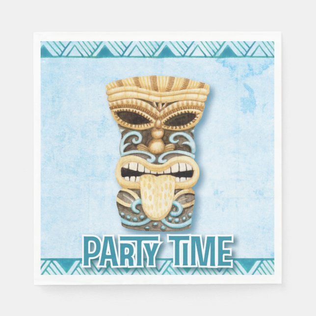 Serviette En Papier Tiki Luau Hawaiian Beach Party (Devant)