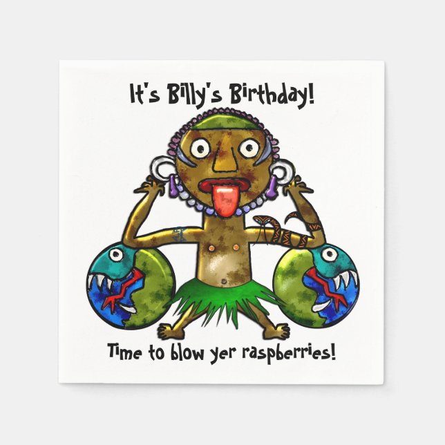 Serviette En Papier Tiki Party Funny Design (Personnalisé) (Devant)