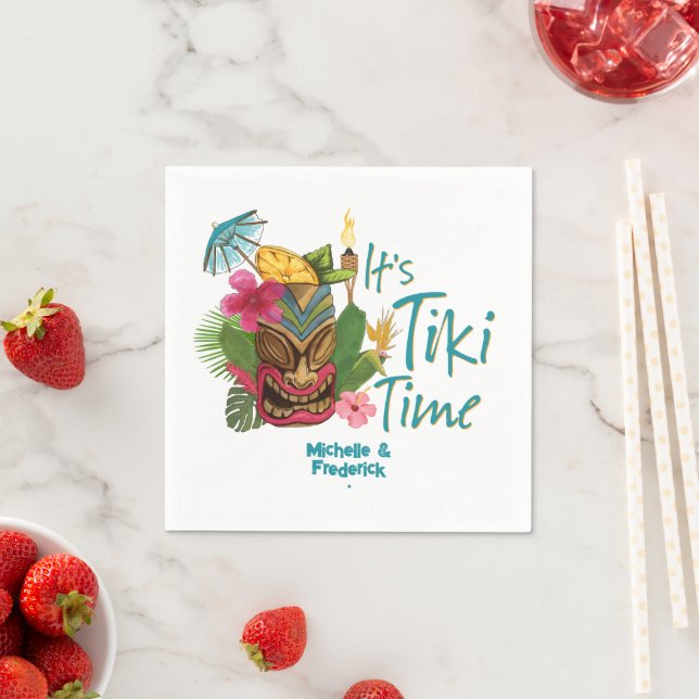 Serviette En Papier Tiki Time Luau Summer Beach Wedding (En situation)