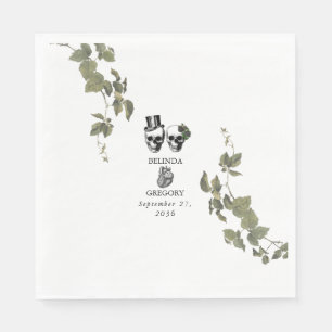 Serviette En Papier Til Death Coeur gothique Mariage des crânes florau