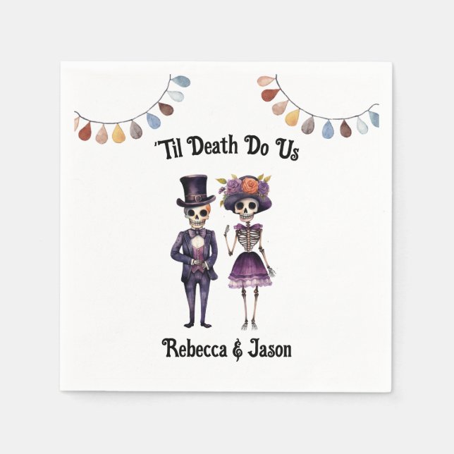 Serviette En Papier Til Death Skeletons Mariage gothique (Devant)