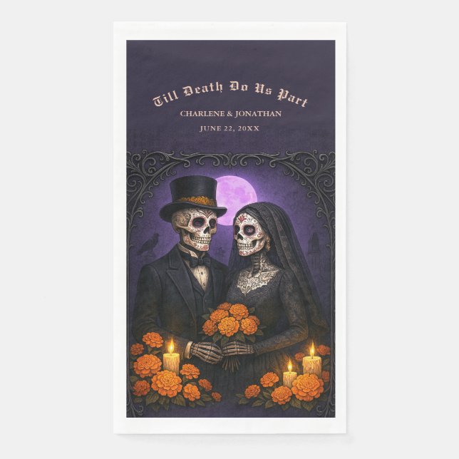 Serviette En Papier Till Death Do Us Part Skull Candy Couple Wedding (Devant)