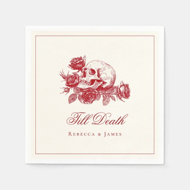 Serviette En Papier Till Death Red Skull Rose Mariage gothique (Devant)