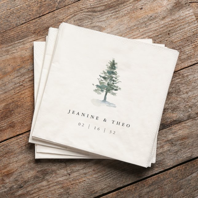 Serviette En Papier Timber Grove | Personalized Winter Wedding (Créateur téléchargé)