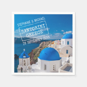 Serviette En Papier Timbre de passeport Mariage de Santorin Grèce