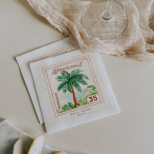 Serviette En Papier Timbre Palme de la Côte d'Azur   Mariage de Destin
