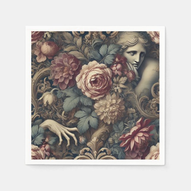 Serviette En Papier Timelapse - Coussin floral gothique (Devant)