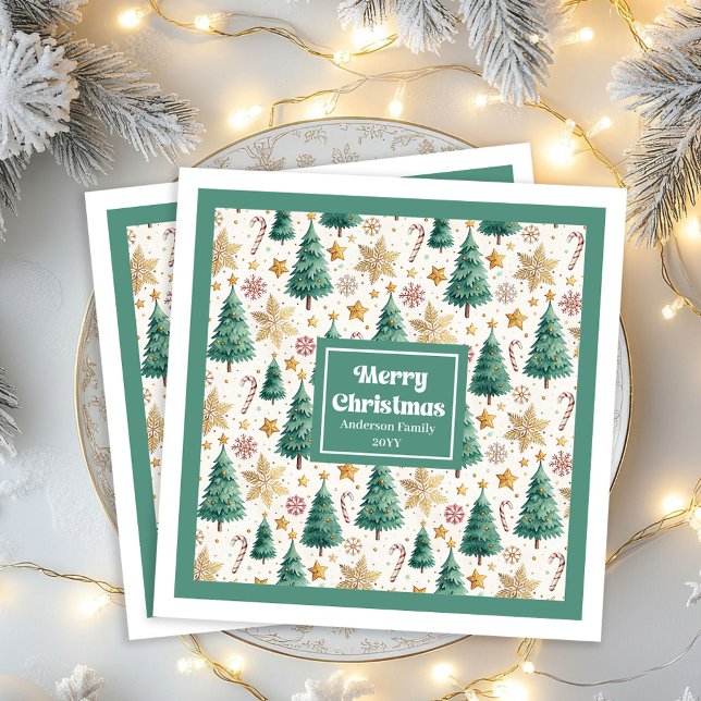 Serviette En Papier Timeless Christmas Trees Earthy Holiday Napkins (Timeless Christmas Trees Earthy Holiday Napkins)