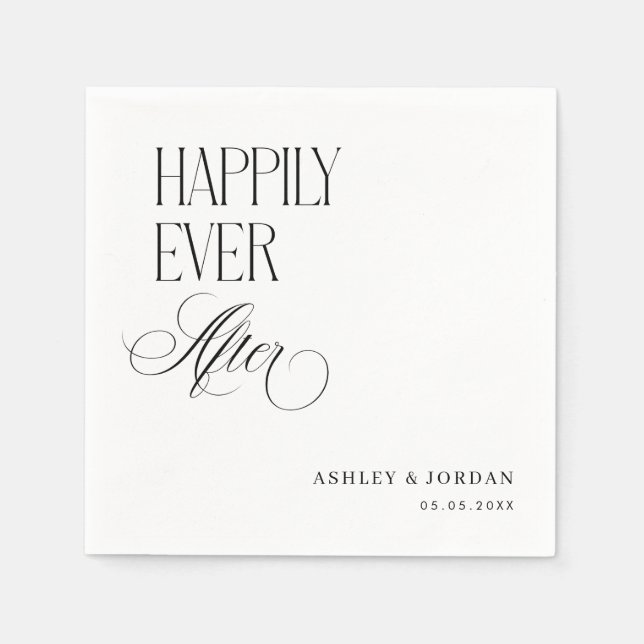 Serviette En Papier Timeless Luxe Script Happily Ever After Party (Devant)