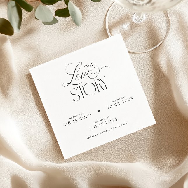 Serviette En Papier Timeless Script Our Love Story Wedding Engagement (Créateur téléchargé)
