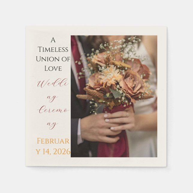 Serviette En Papier Timeless Wedding Ceremony Floral Photo Paper  (Devant)