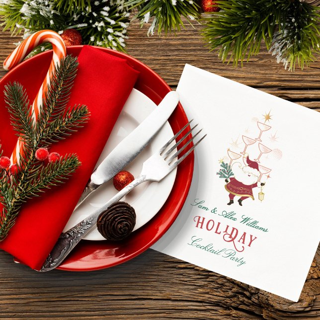 Serviette En Papier Tini Bit Merry Martini Bureau Noël Père Noël (Tini Bit Merry Martini Office Christmas Secret Santa White Elephant Holiday Party Cocktail Napkins)