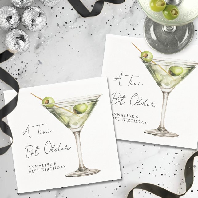 Serviette En Papier Tini Bit Older Martini Fête d'anniversaire (Tini Bit Older Martini Birthday Party Napkins)