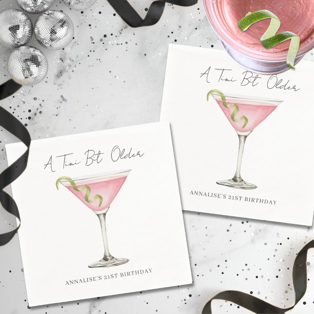 Serviette En Papier Tini Bit Older Martini Fête d'anniversaire (Tini Bit Older Martini Birthday Party Napkins )