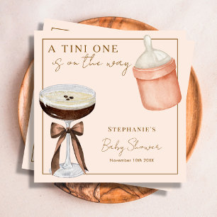 Serviette En Papier Tini One Martini Espresso Rose Fille Baby Shower