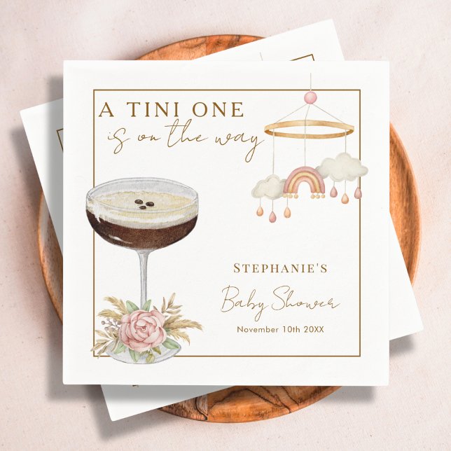 Serviette En Papier Tini One rose Espresso Martini Baby shower fille (Créateur téléchargé)