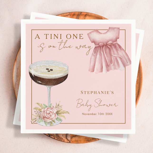Serviette En Papier Tini One rose Espresso Martini Baby shower fille (Créateur téléchargé)