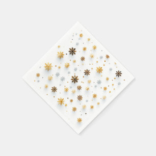 Serviette En Papier Tiny Golden Snow Tiny : Napkins Snowflake de Noël