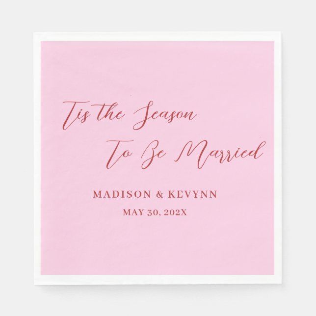 Serviette En Papier Tis the Season To Be Married | Wedding Napkins (Devant)
