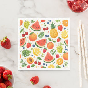Serviette En Papier Tissu à motif de fruits d'été Pastèque tropicale