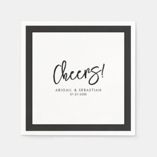 Serviette En Papier Toast au cocktail Black & White Cheers pour mariag