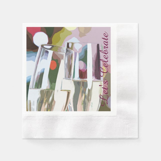 Serviette En Papier Toast en verre de Champagne (Devant)