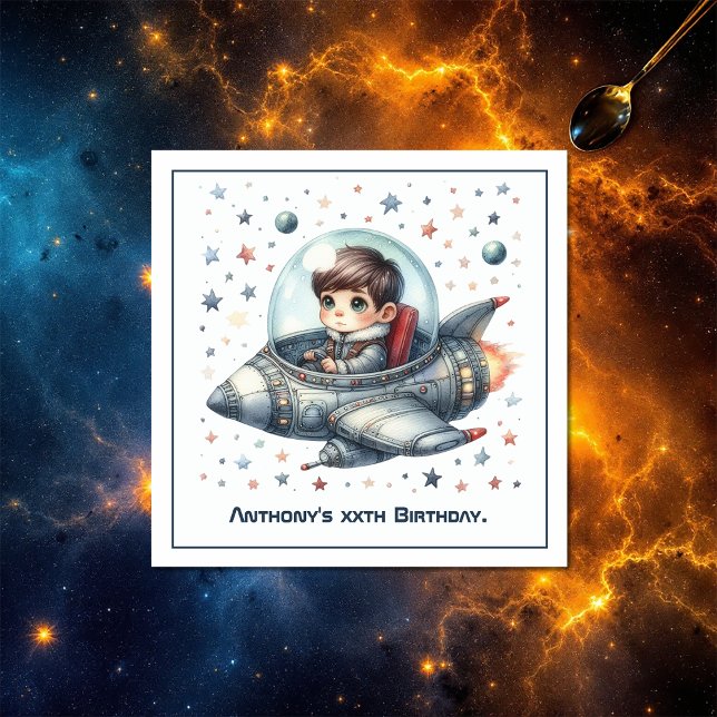 Serviette En Papier Toddler Astronaut Espace thème fête d'anniversaire (Toddler Astronaut Space themed Birthday Party Napkins)