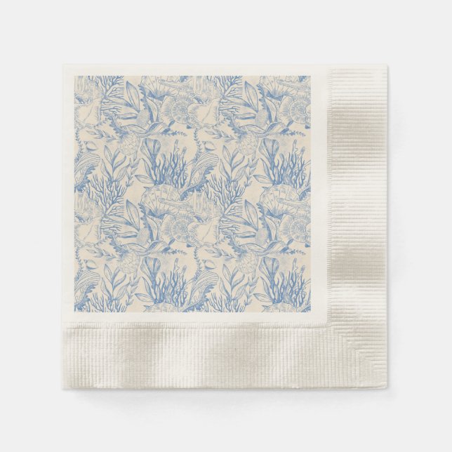 Serviette En Papier Toile bleu océan élégant (Devant)