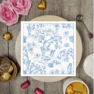 Serviette En Papier Toile bleue et blanche de Jouy Fête des mariées