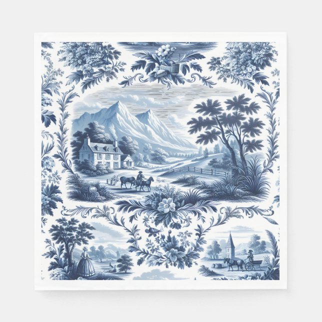 Serviette En Papier Toile Bleue Pays Français (Devant)